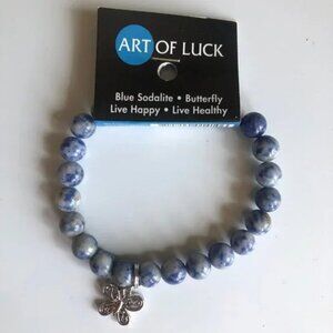 New Art of Luck , Blue Sodalite - Butterfly -Live Happy- Live Healthy Bracelet